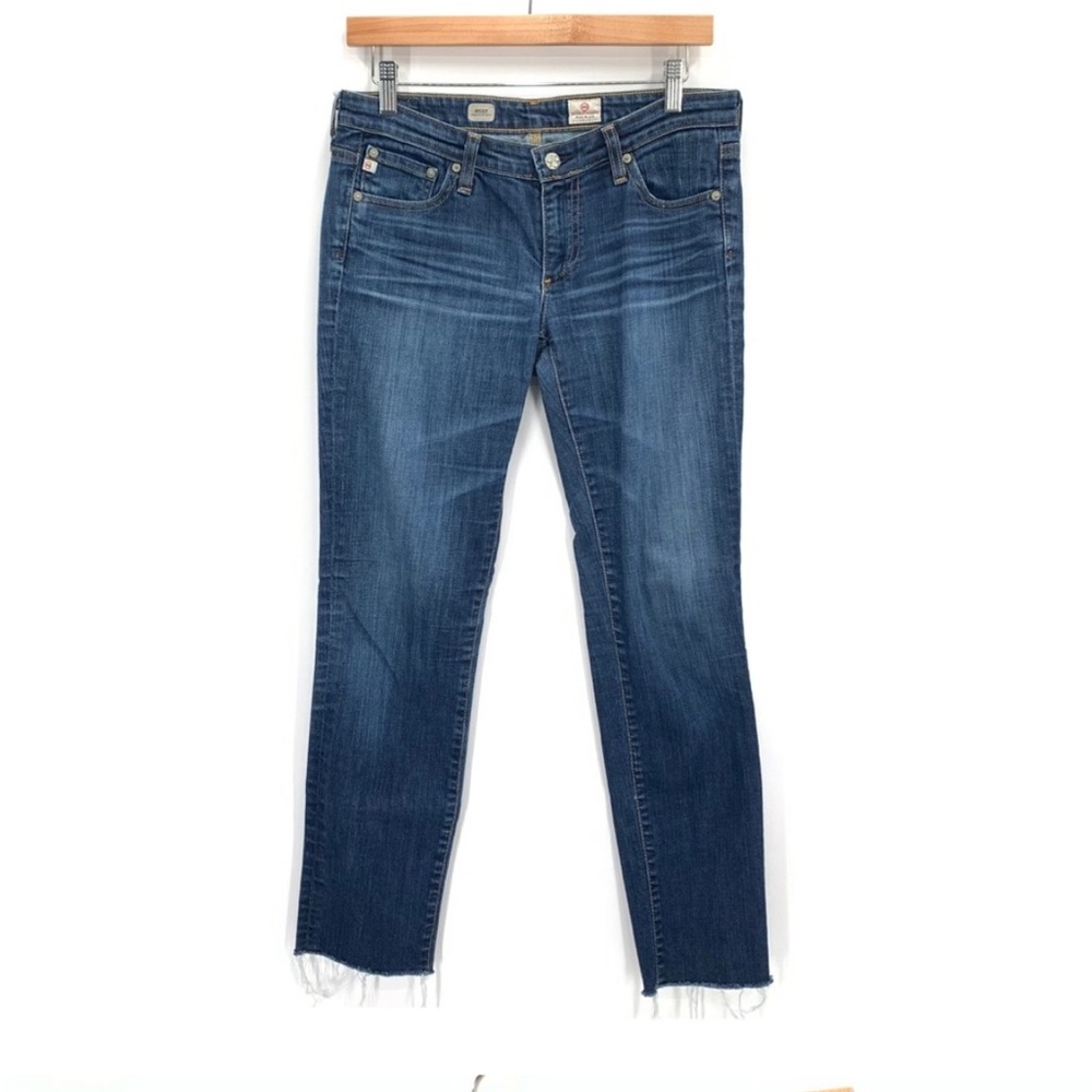 AG Adriano Goldschmier The Stilt Cigarette Raw Hem Low Rise Jeans Size 28
